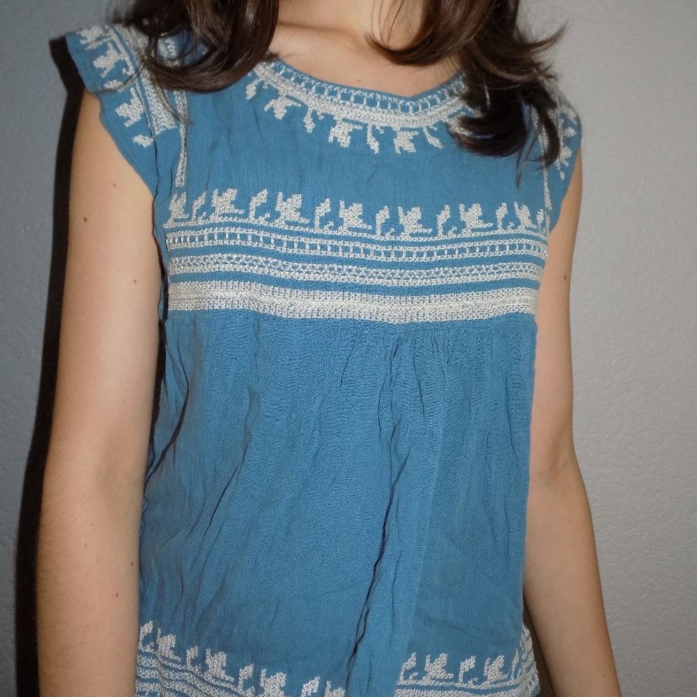 Flowy Embroidered Peasant Tank Top